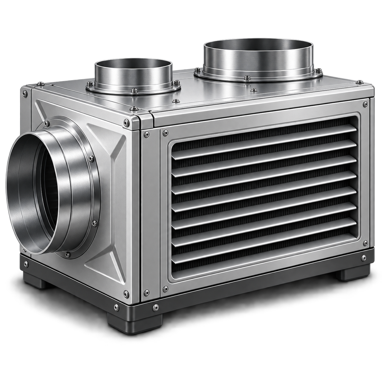 Ventilation unit with round duct connections